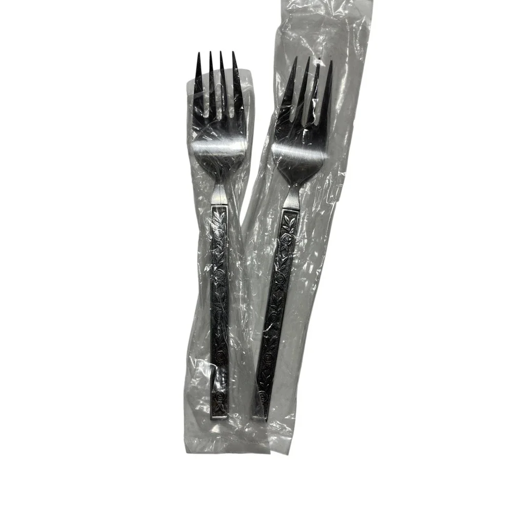 Interpur Stainless Steel Cutlery Small Forks‎ (2) Vintage NEW Japan 1970's